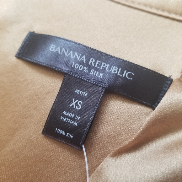 🌸 NWT Banana Republic Serenade Silk Shirt Midi Dress Gold 100% Silk XS - Picture 8 of 9